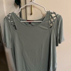 Stylish Mint Green Cut-Out Shoulder Top